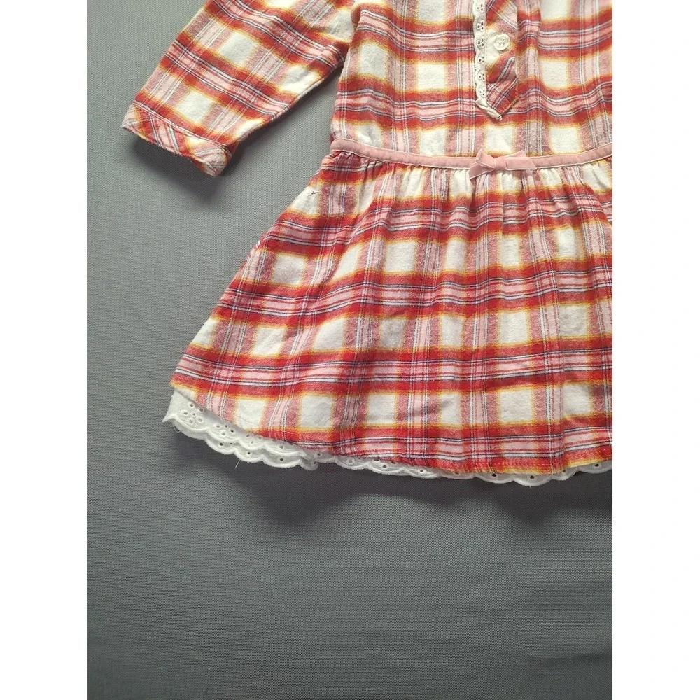 Baby Route 66 Flannel‎ Dress With Lace Ruffle Size 24 Mos